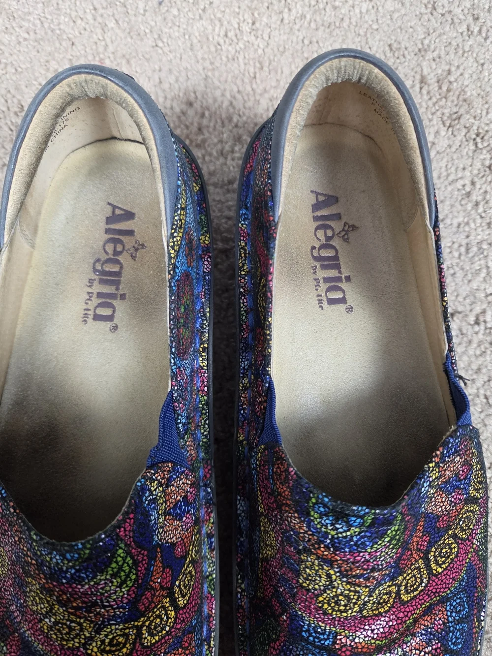 Alegria Blue Multicolor Mosaic Slip-On Loafers
